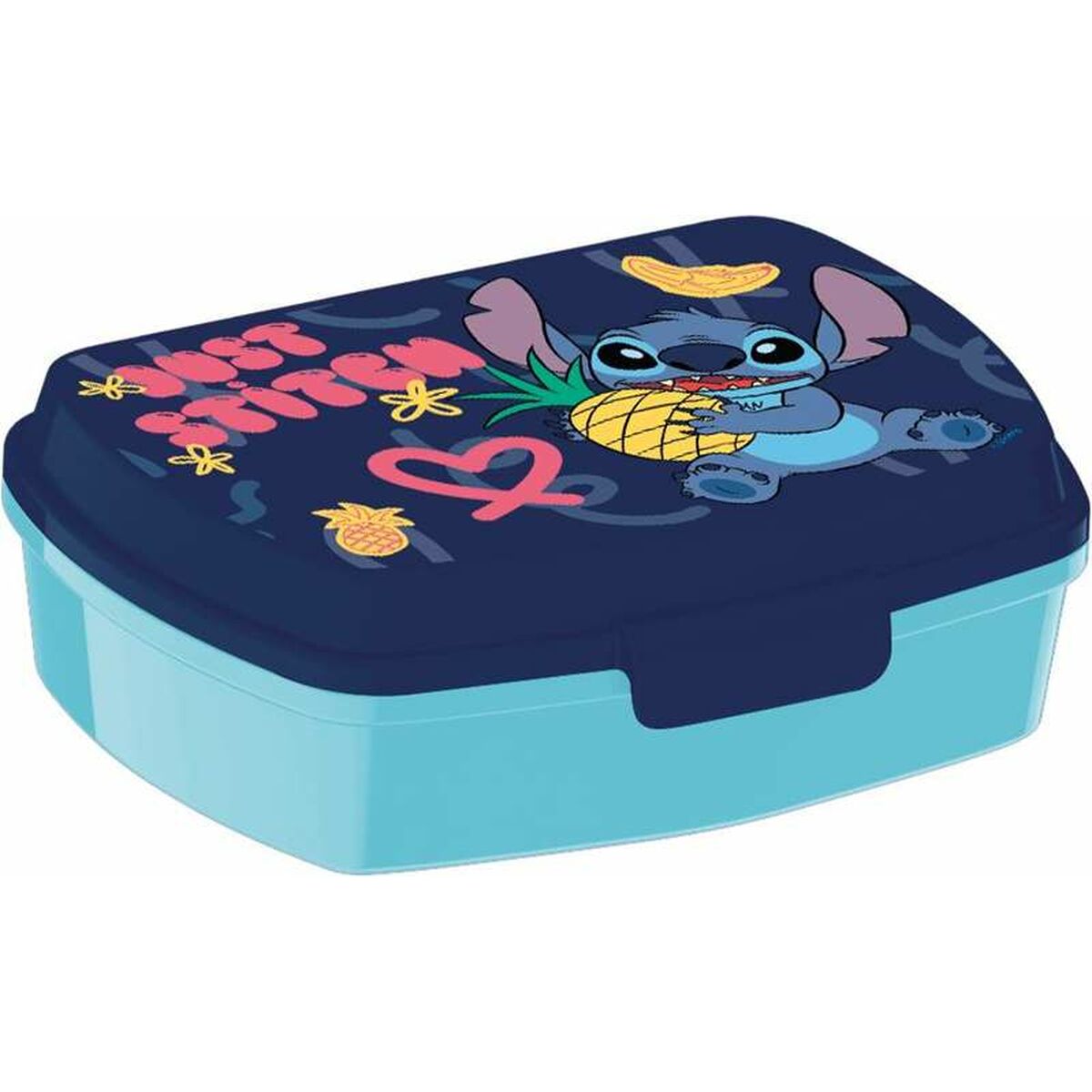 Caixa Sanduíche Stitch Sweet Azul Lilás Poliéster Retangular 17 x 5,6 x 13,3 cm