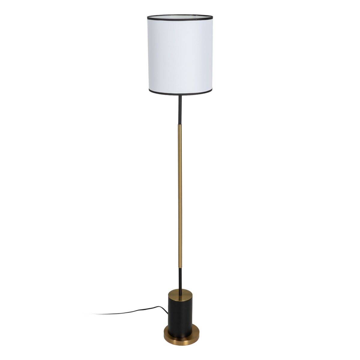 Luminária de chão Branco Preto Dourado Ferro Tecido 40 W 28 x 28 x 157 cm