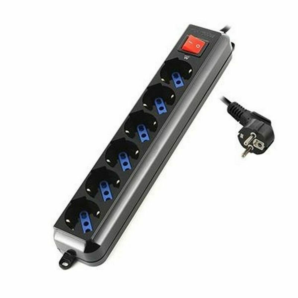 Extensão com 6 Tomadas com Interruptor Ewent EW3924 Preto 2500 W (1,5 m)