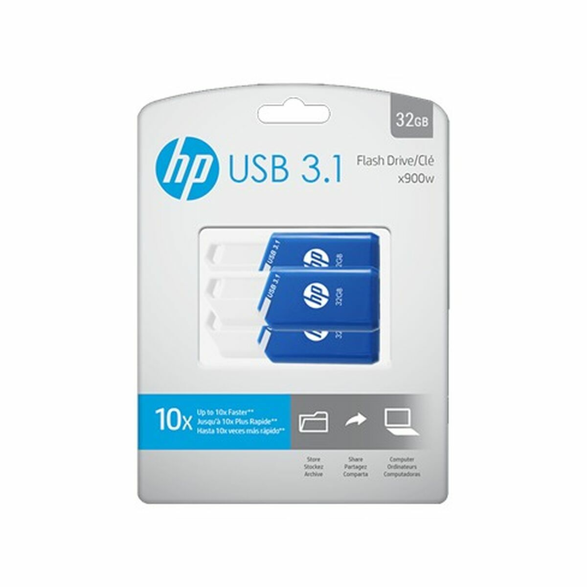 Memória USB HP x755w Triple Pack Azul Branco 32 GB 3 Unidades (3 Unidades)