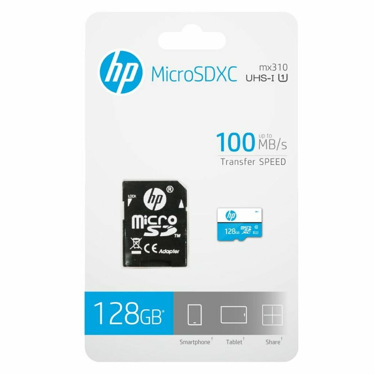 Cartão de Memória Micro SD com Adaptador HP HFUD128-1U1BA 128