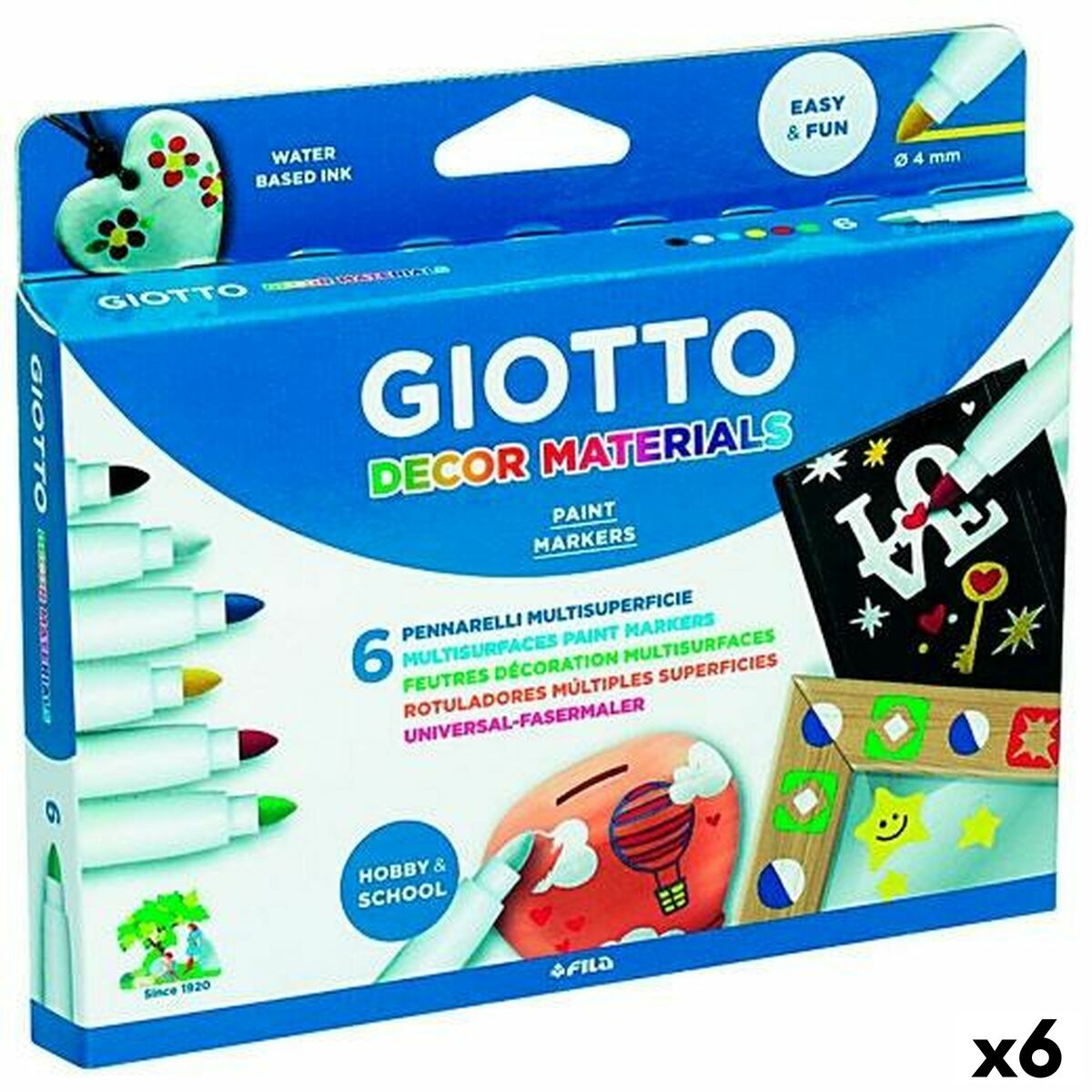 Conjunto de Canetas de Feltro Giotto Multicolor 6 Peças (6 Unidades)