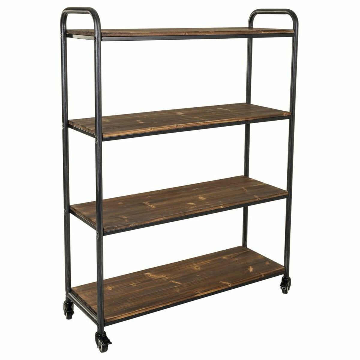 Estantes Alexandra House Living Castanho Cinzento Madeira Metal 34 x 129 x 98 cm Com rodas