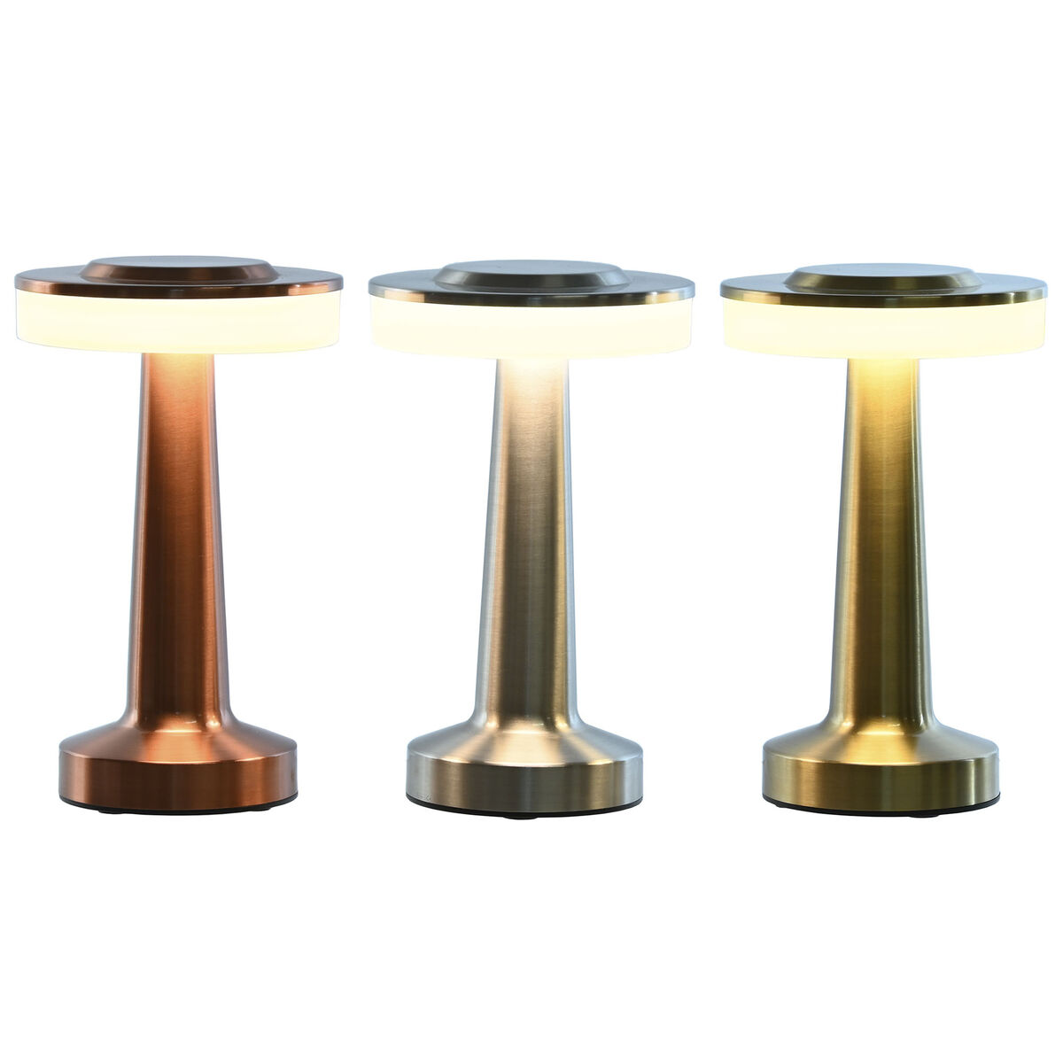 Lâmpada de mesa Home ESPRIT Cobre Dourado Prateado 12 x 12 x 20 cm (3 Unidades)