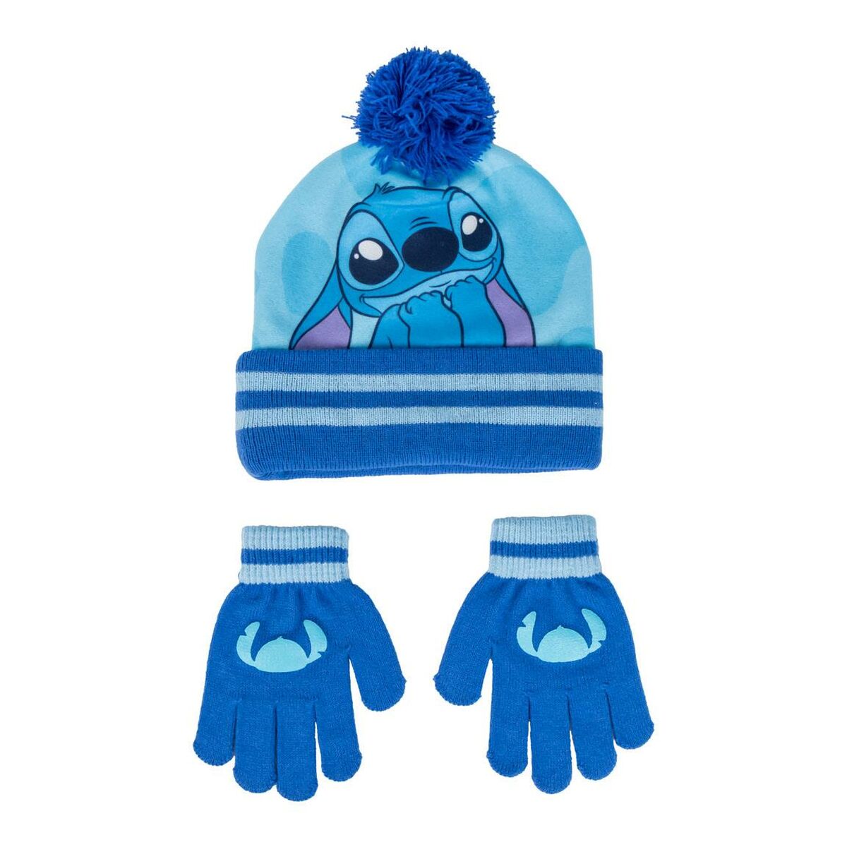 Gorro e Luvas Stitch Azul Claro