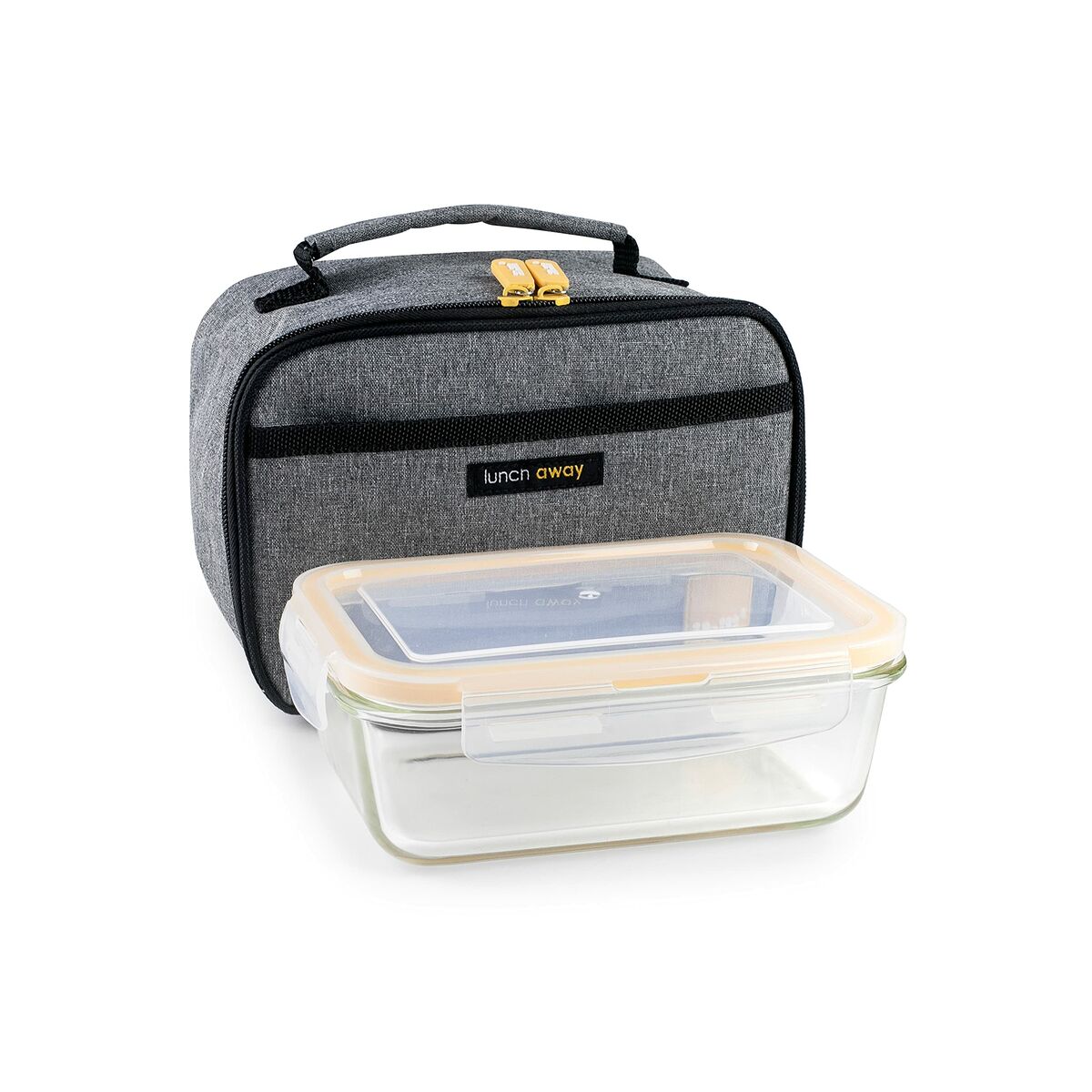 Lancheira com acessórios Ibili 753401g Cinzento Poliéster Vidro de Borosilicato 21 x 13 x 14 cm