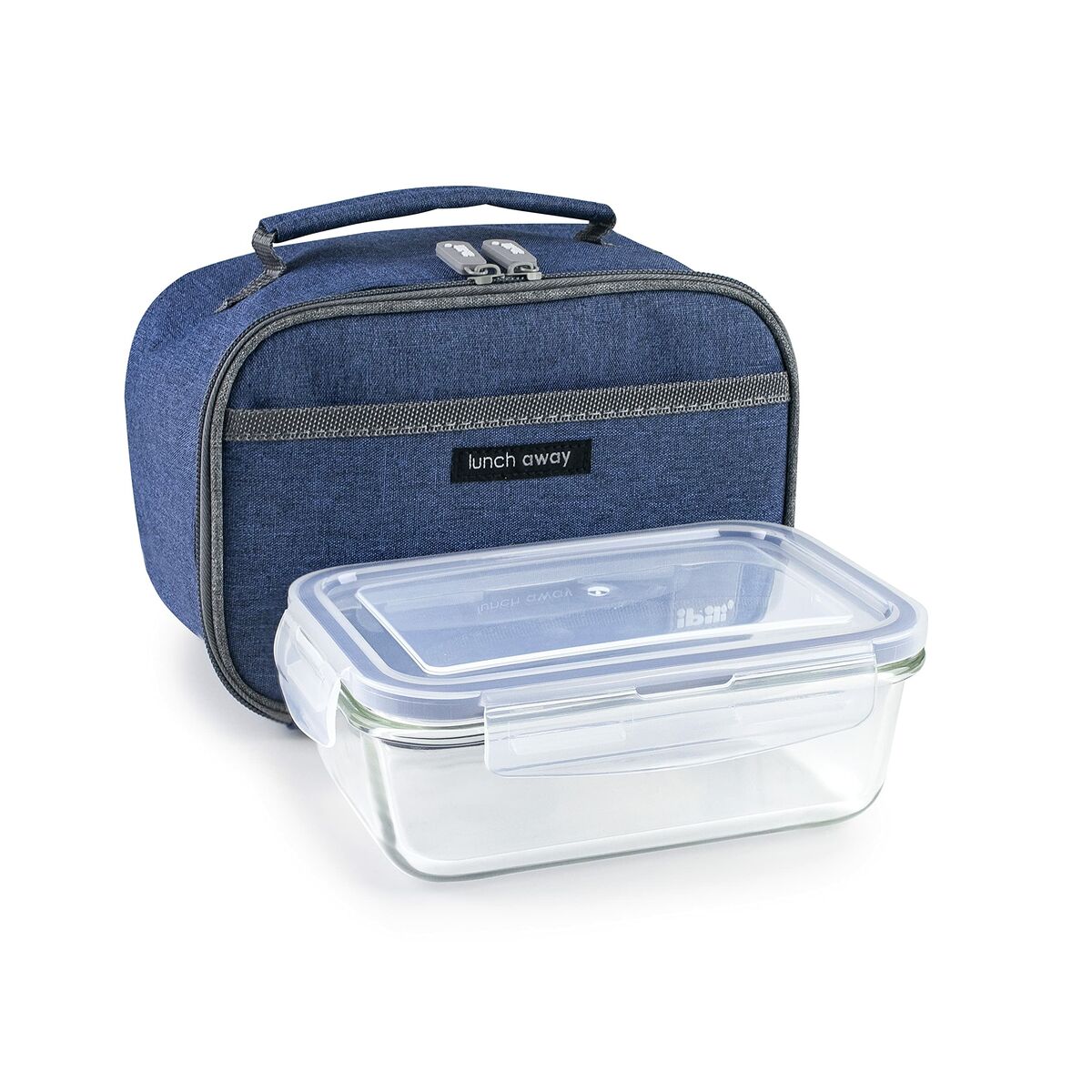 Lancheira com acessórios Ibili 753401a Azul Poliéster Vidro de Borosilicato 21 x 13 x 14 cm