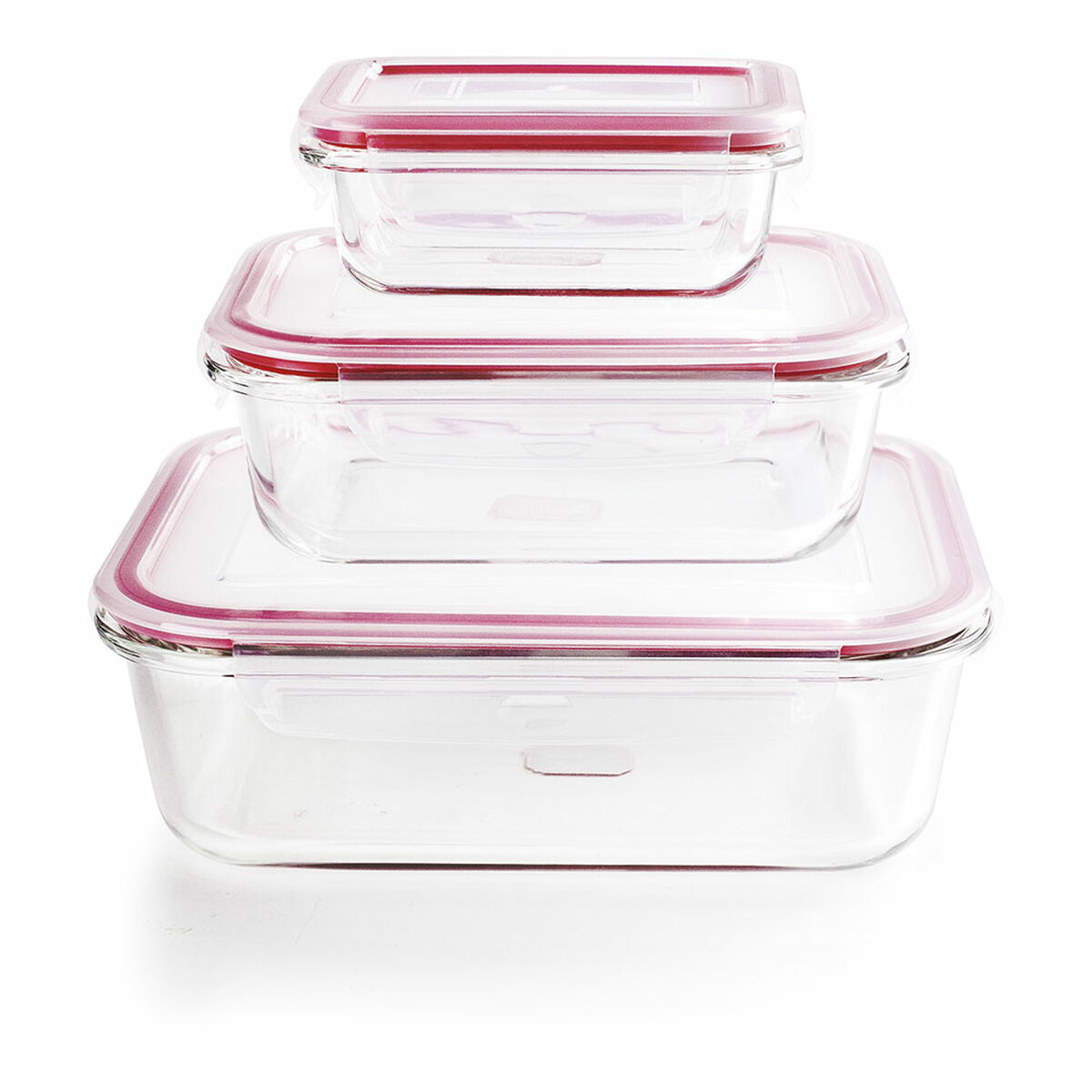 Conjunto de Recipientes de Cozinha Herméticos Empilháveis Ibili 754750 3 Unidades
