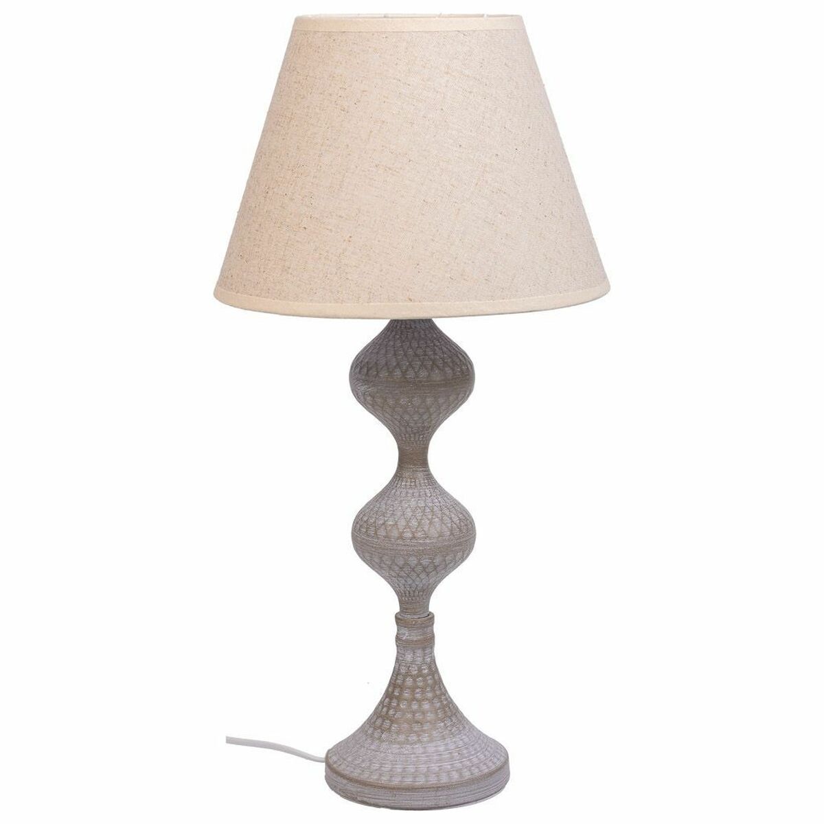 Lâmpada de mesa Alexandra House Living Branco Cinzento Metal Tecido 220-240 V 25 x 50 x 25 cm