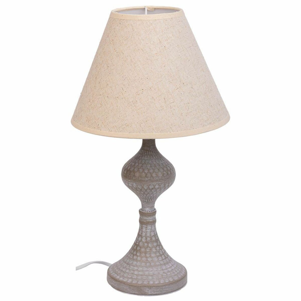 Lâmpada de mesa Alexandra House Living Branco Cinzento Metal Tecido 220-240 V 23 x 41 x 23 cm