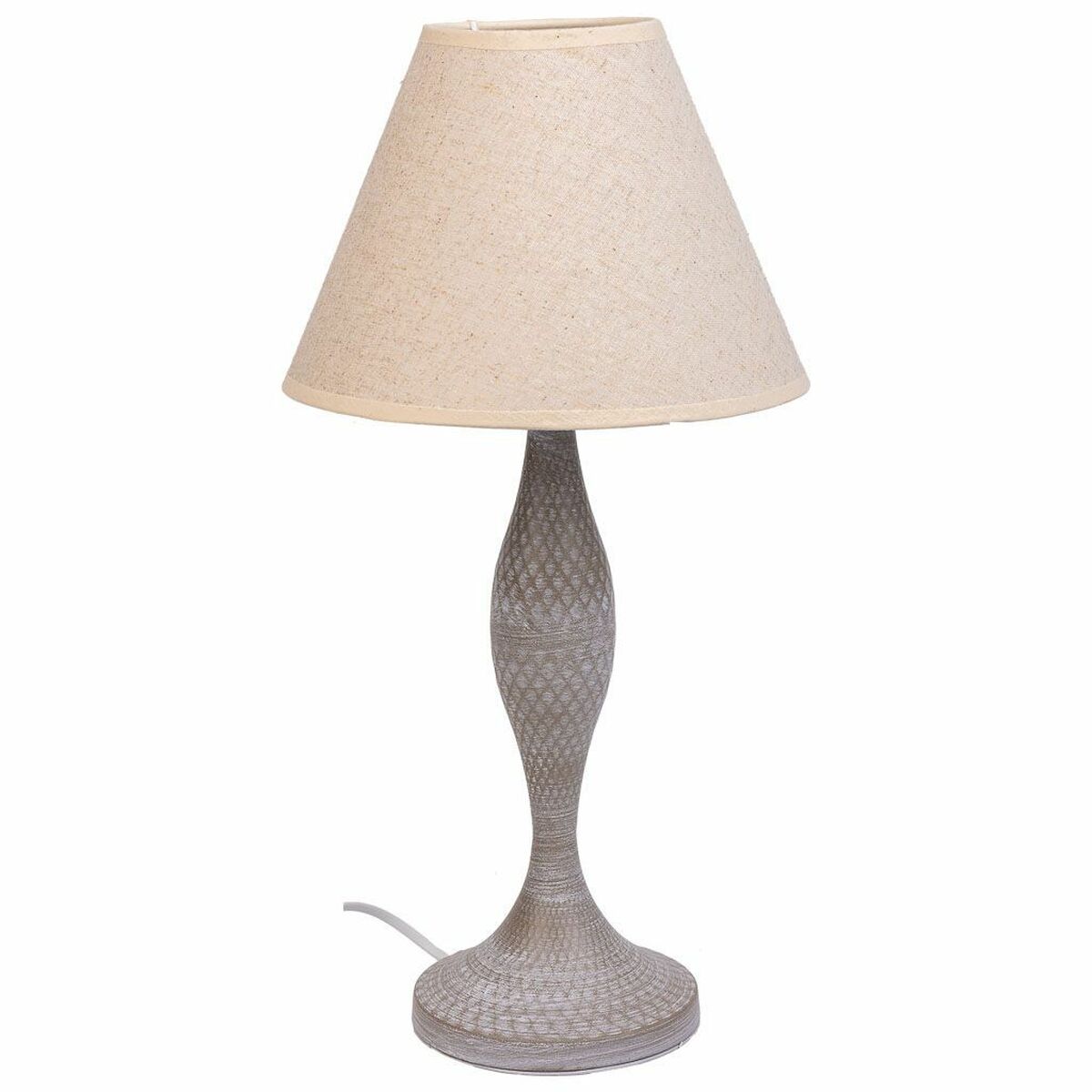Lâmpada de mesa Alexandra House Living Branco Cinzento Metal Tecido 220-240 V 23 x 46 x 23 cm