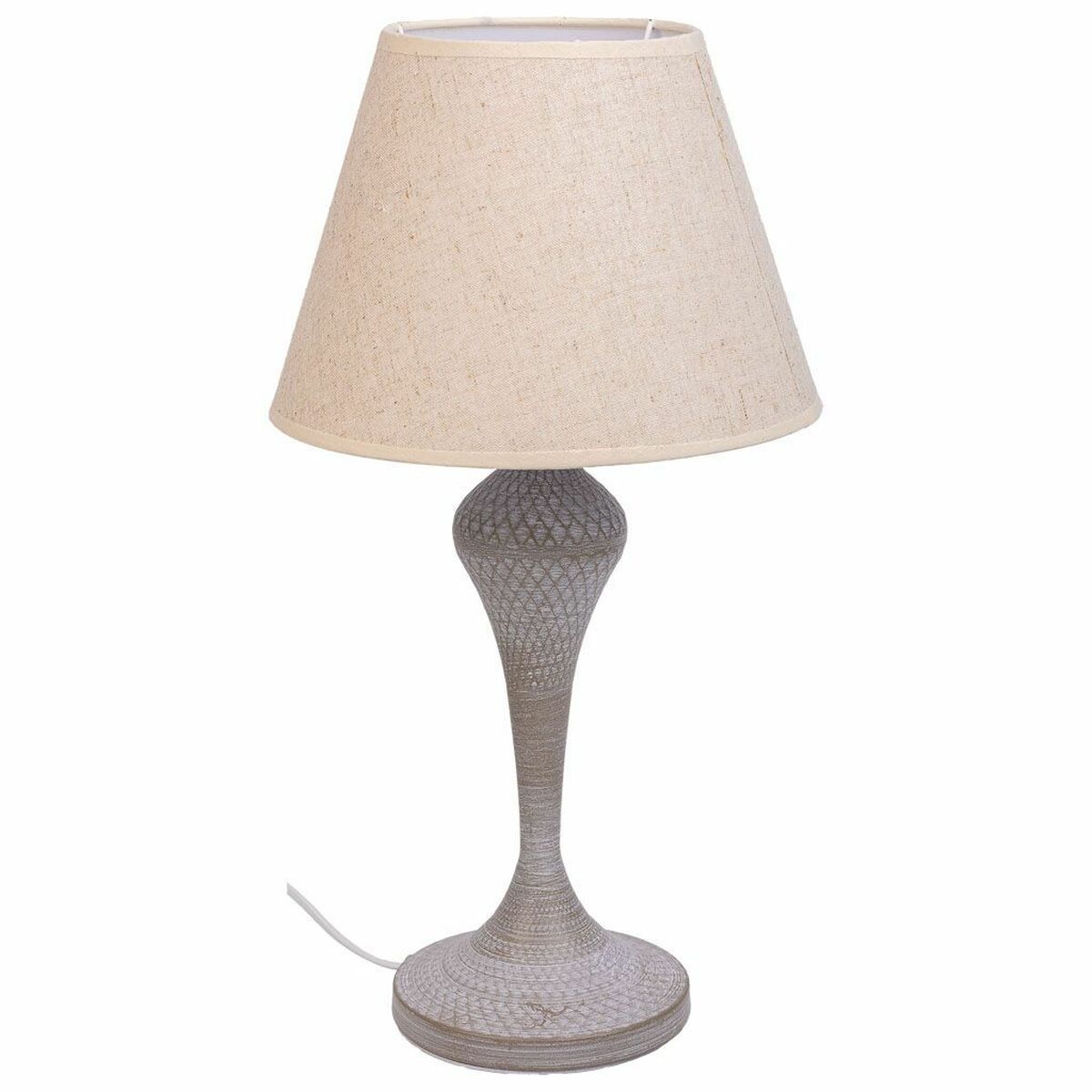 Lâmpada de mesa Alexandra House Living Branco Cinzento Metal Tecido 220-240 V 25 x 46 x 25 cm
