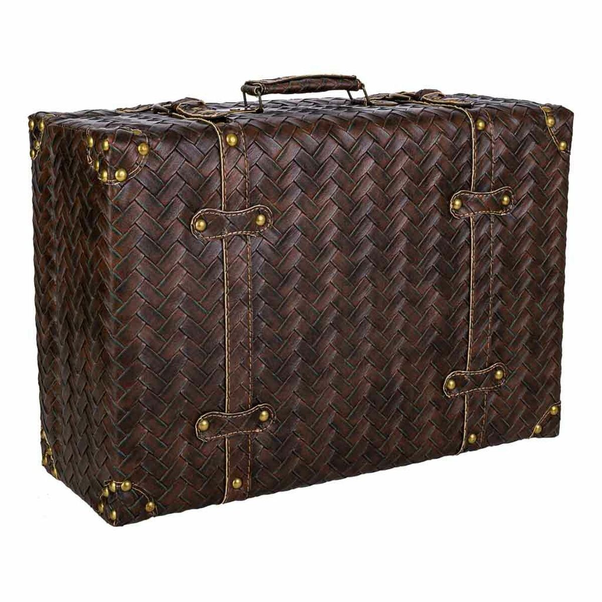 Mala decorativa Alexandra House Living Castanho Polipele Madeira MDF Vintage 16 x 30 x 44 cm