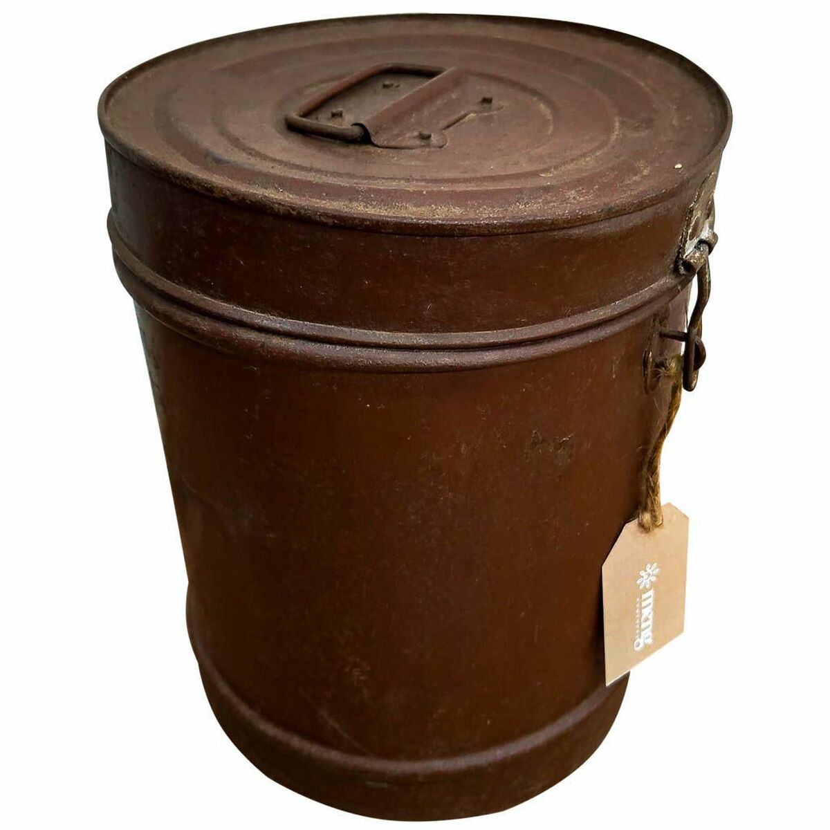 Bidão decorativo Alexandra House Living Castanho Ferro Estilo artesanal 23 x 29 x 23 cm