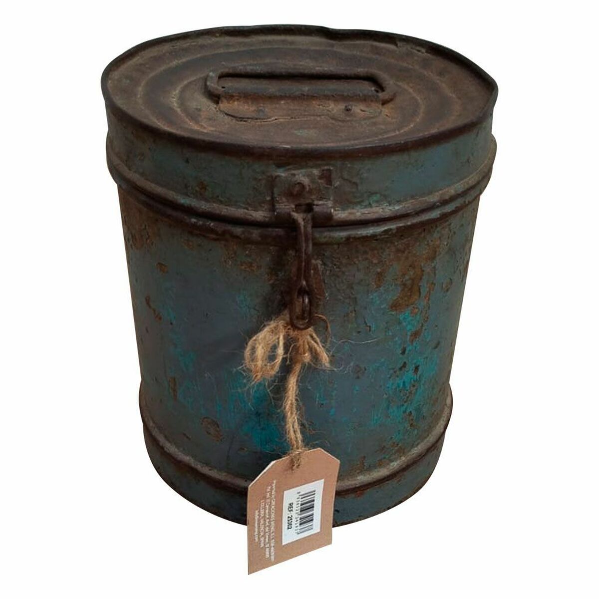 Bidão decorativo Alexandra House Living Azul Ferro Estilo artesanal 24 x 24 x 24 cm