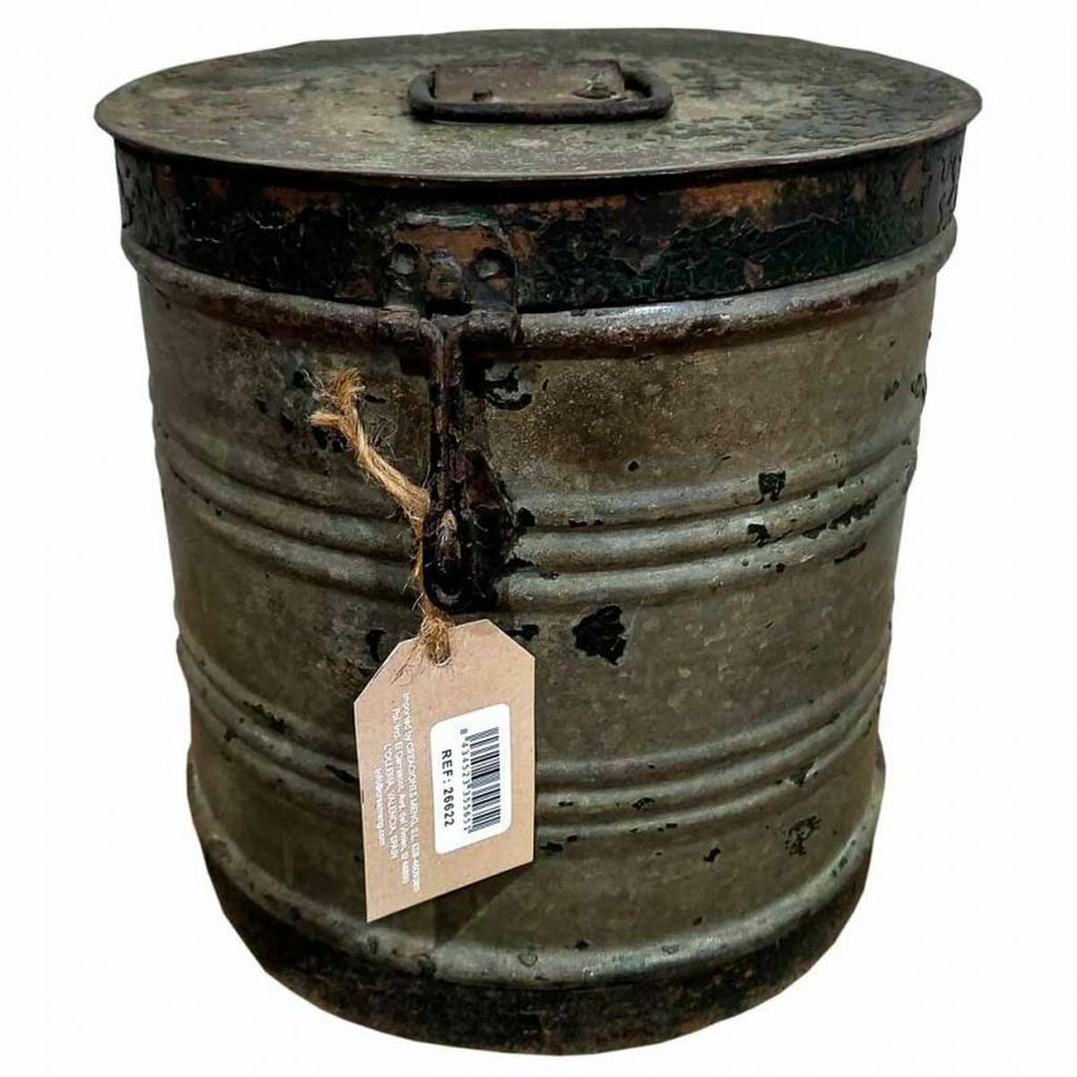 Bidão decorativo Alexandra House Living Castanho Ferro Estilo artesanal 25 x 26 x 25 cm