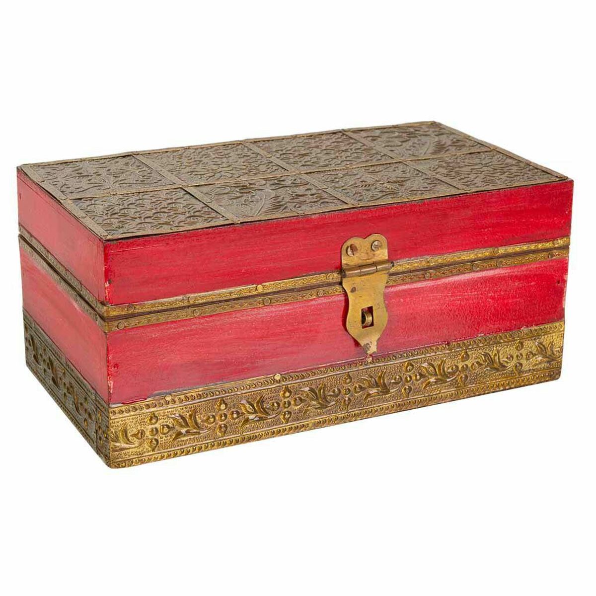 Guarda-Joias Alexandra House Living Vermelho Latão Madeira de mangueira Madeira MDF 11 x 9 x 20 cm