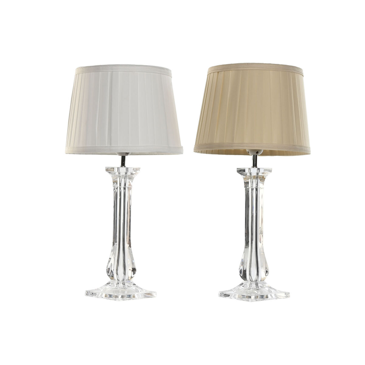 Lâmpada de mesa Home ESPRIT Branco Bege Metal 60 W 220 V 25 x 25 x 50 cm (2 Unidades)