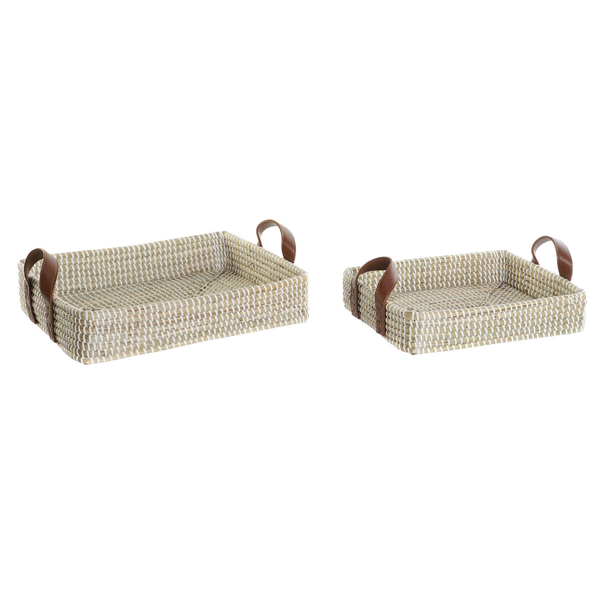 Conjunto de Cestas DKD Home Decor Fibra natural Natural Urbana 41 x 32 x 9 cm