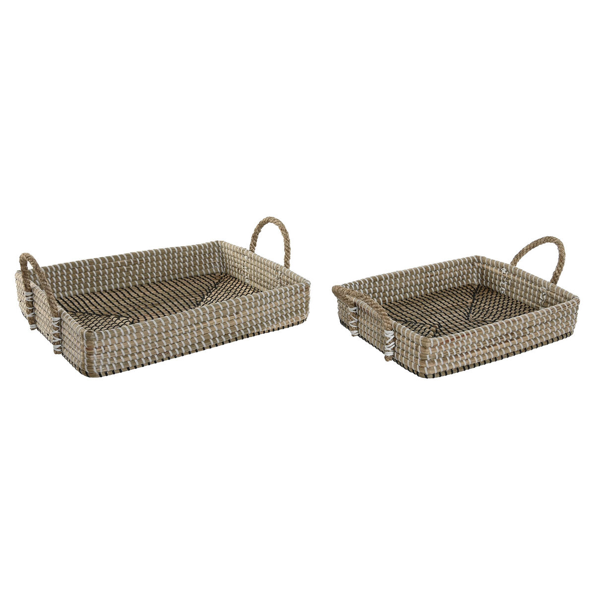 Conjunto de Cestas Home ESPRIT Fibra natural Natural Urbana 41 x 32 x 16 cm
