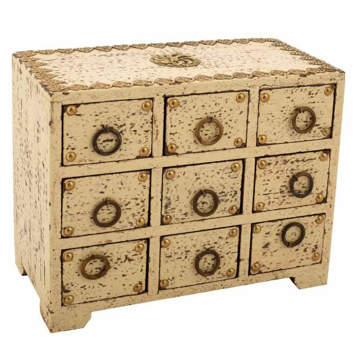 Guarda-Joias Alexandra House Living Creme Madeira de mangueira 10 x 16 x 20 cm 9 gavetas