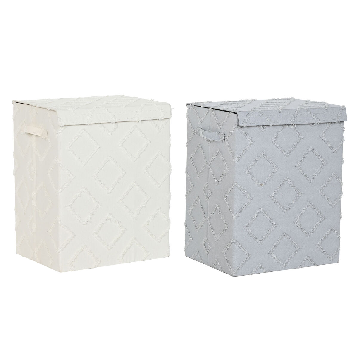 Caixa de Armazenagem com Tampa Home ESPRIT Cinzento Creme 40 x 30 x 50 cm (2 Unidades)