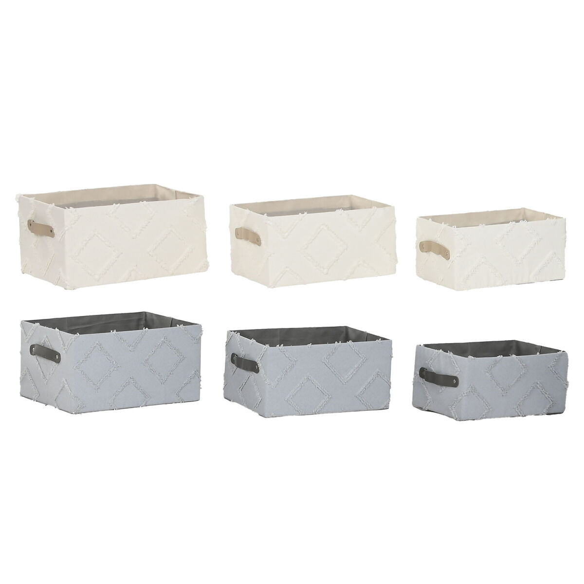 Conjunto de Cestas Home ESPRIT Cinzento Creme 35 x 25 x 18 cm 3 Peças (2 Unidades)