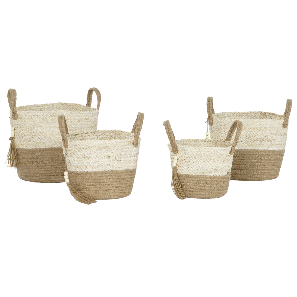 Conjunto de Cestas Home ESPRIT Natural Marrom claro Juta Fibra de milho Moderno 40 x 40 x 41 cm
