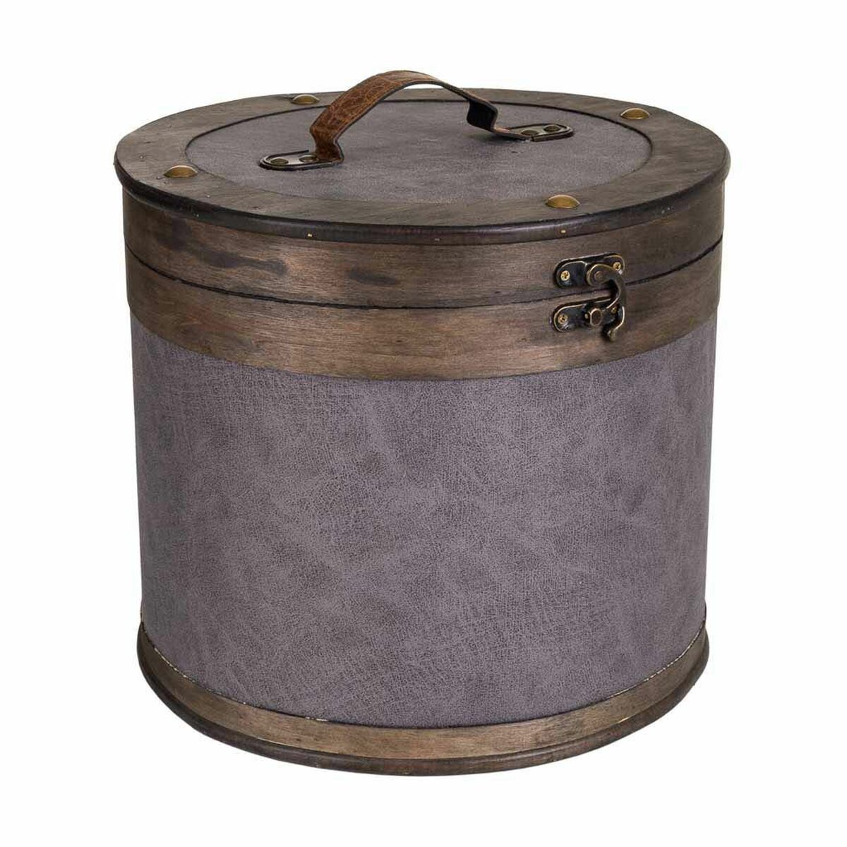 Contentor Alexandra House Living Castanho Cinzento PVC Madeira Metal 30 x 27 x 30 cm Redonda
