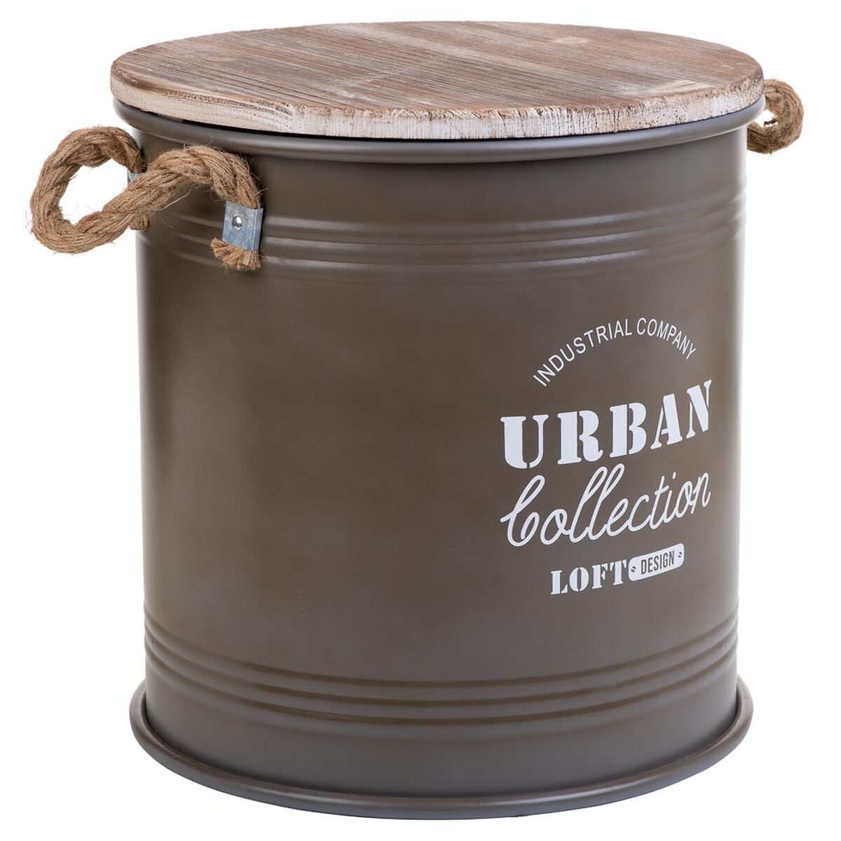 Contentor Alexandra House Living Urban Castanho Cânhamo Metal Madeira de abeto 35 x 35 x 37 cm Com pegas Redonda