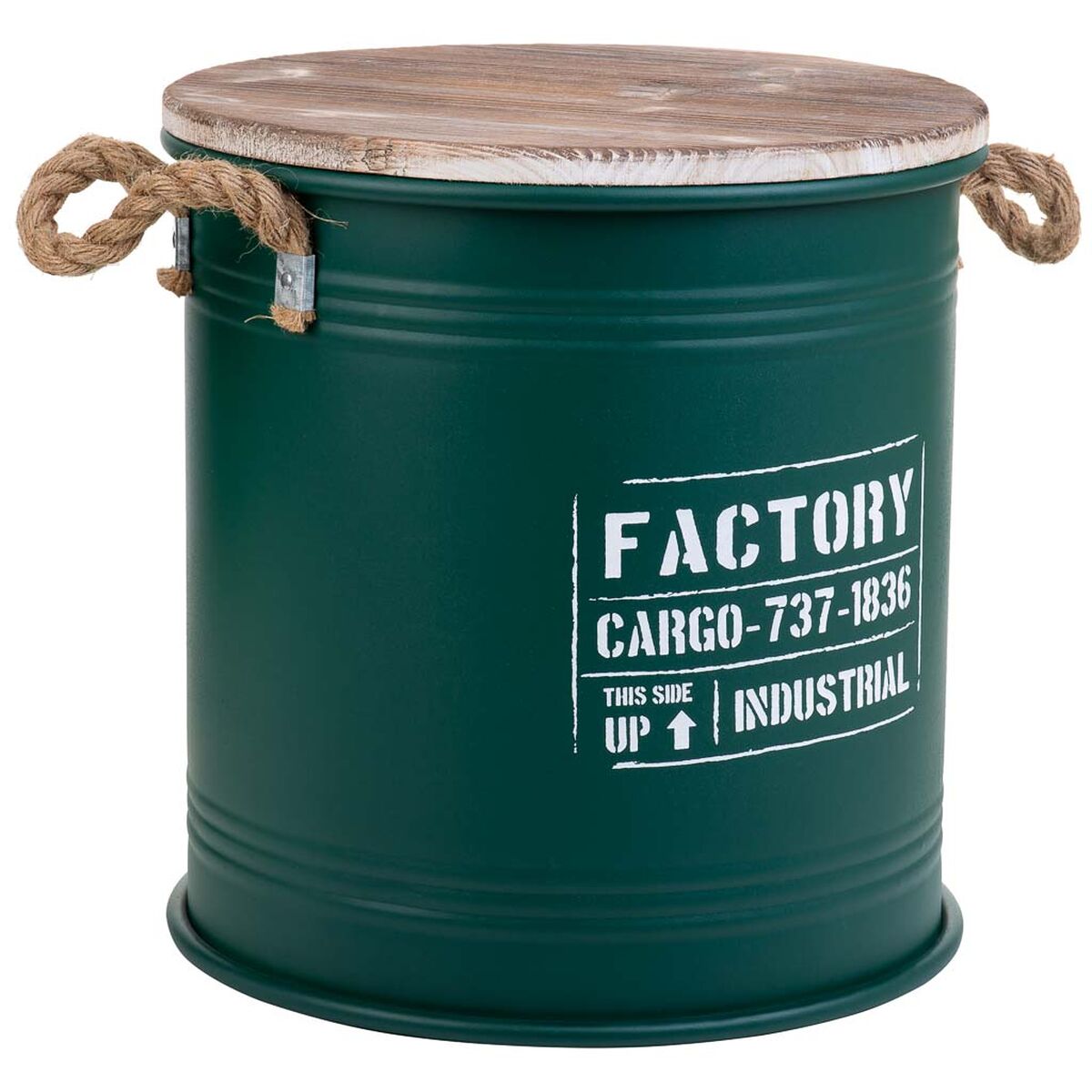 Contentor Alexandra House Living Factory Verde Cânhamo Metal Madeira de abeto 35 x 35 x 37 cm Com pegas Redonda