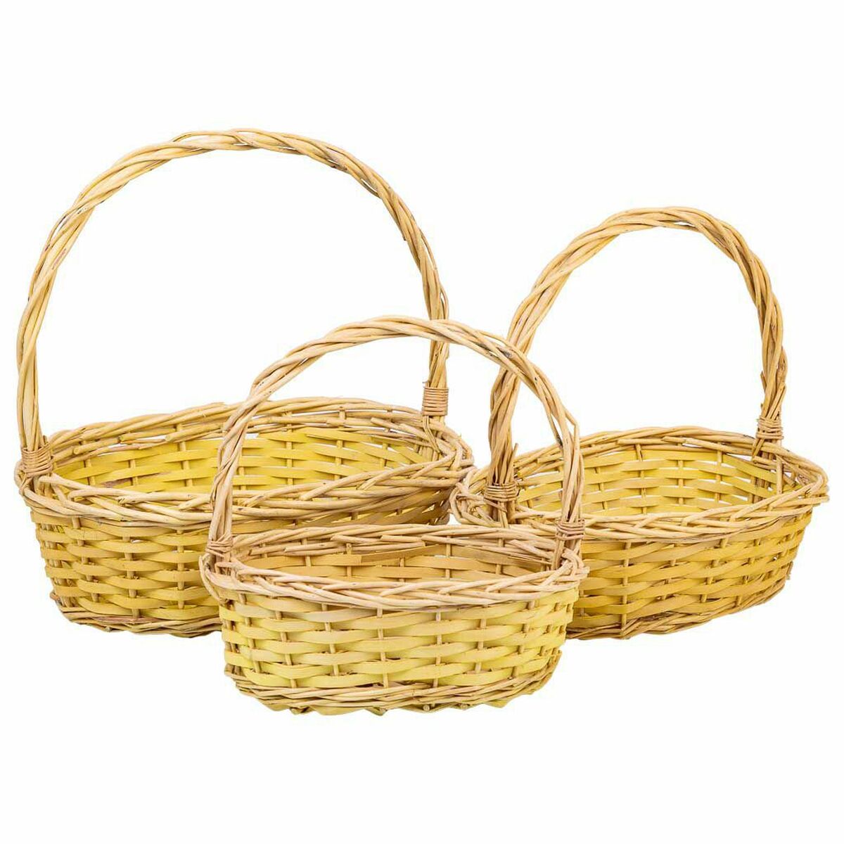 Conjunto de Cestas Alexandra House Living Amarelo Natural vime Madeira de salgueiro 3 Peças