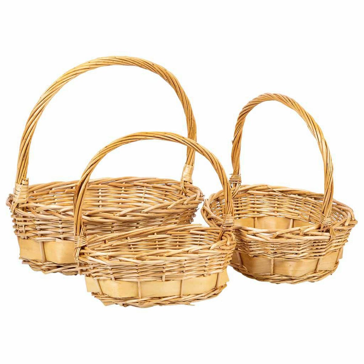 Conjunto de Cestas Alexandra House Living Branco Natural vime Madeira de salgueiro 3 Peças