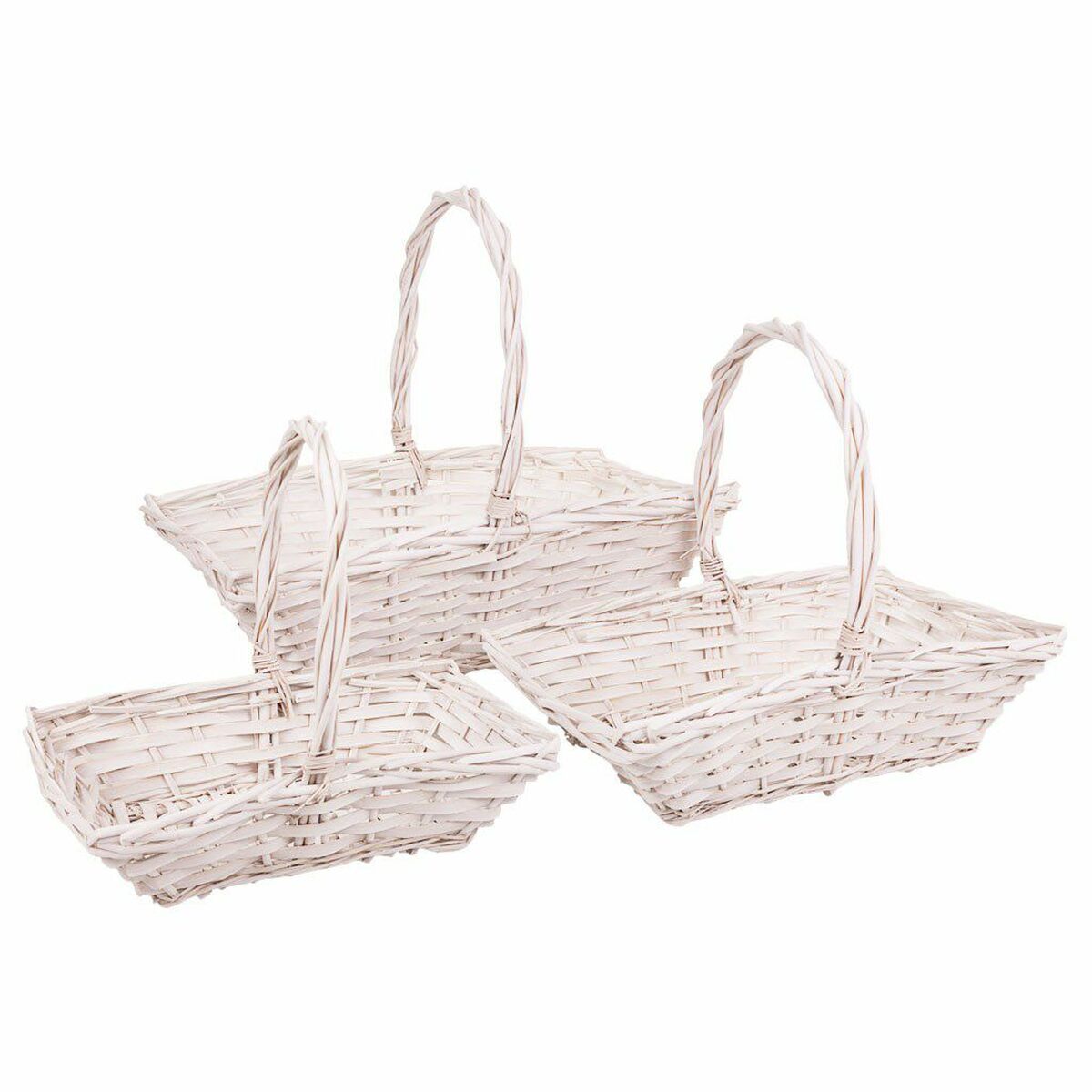 Conjunto de Cestas Alexandra House Living Branco vime Madeira de salgueiro 3 Peças