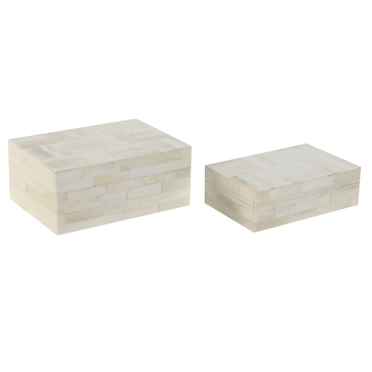Guarda-Joias Home ESPRIT Osso Madeira de mangueira 18 x 13 x 7,7 cm (2 Peças)