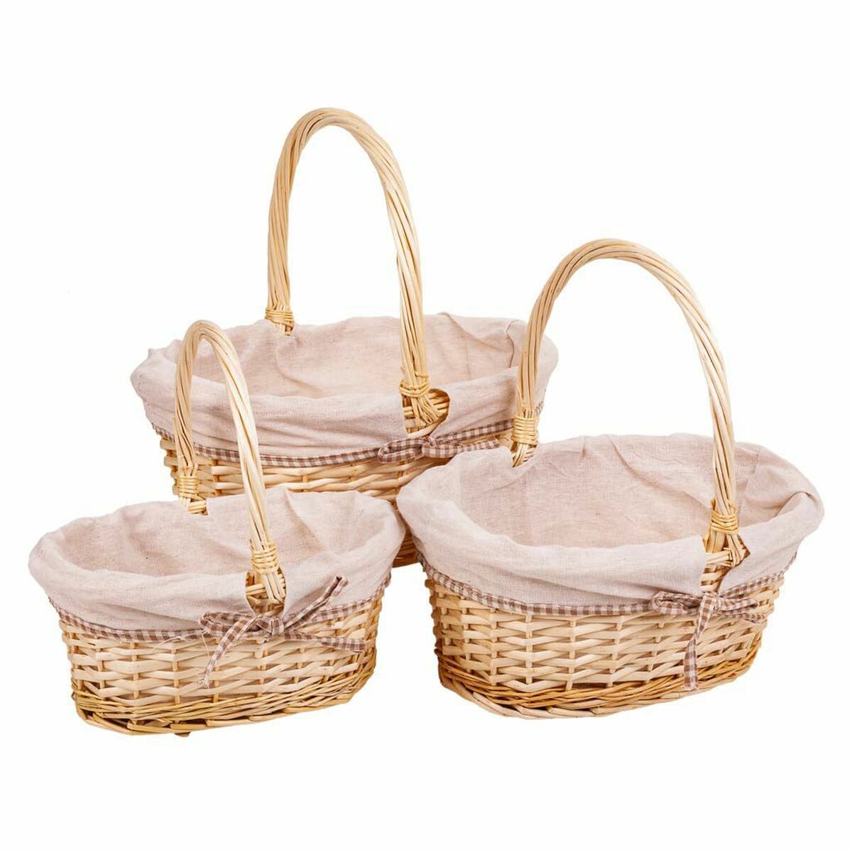Conjunto de Cestas Alexandra House Living Branco Natural vime Madeira de salgueiro 3 Peças