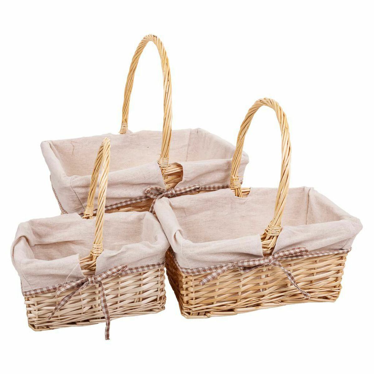 Conjunto de Cestas Alexandra House Living Branco Natural vime Madeira de salgueiro 3 Peças