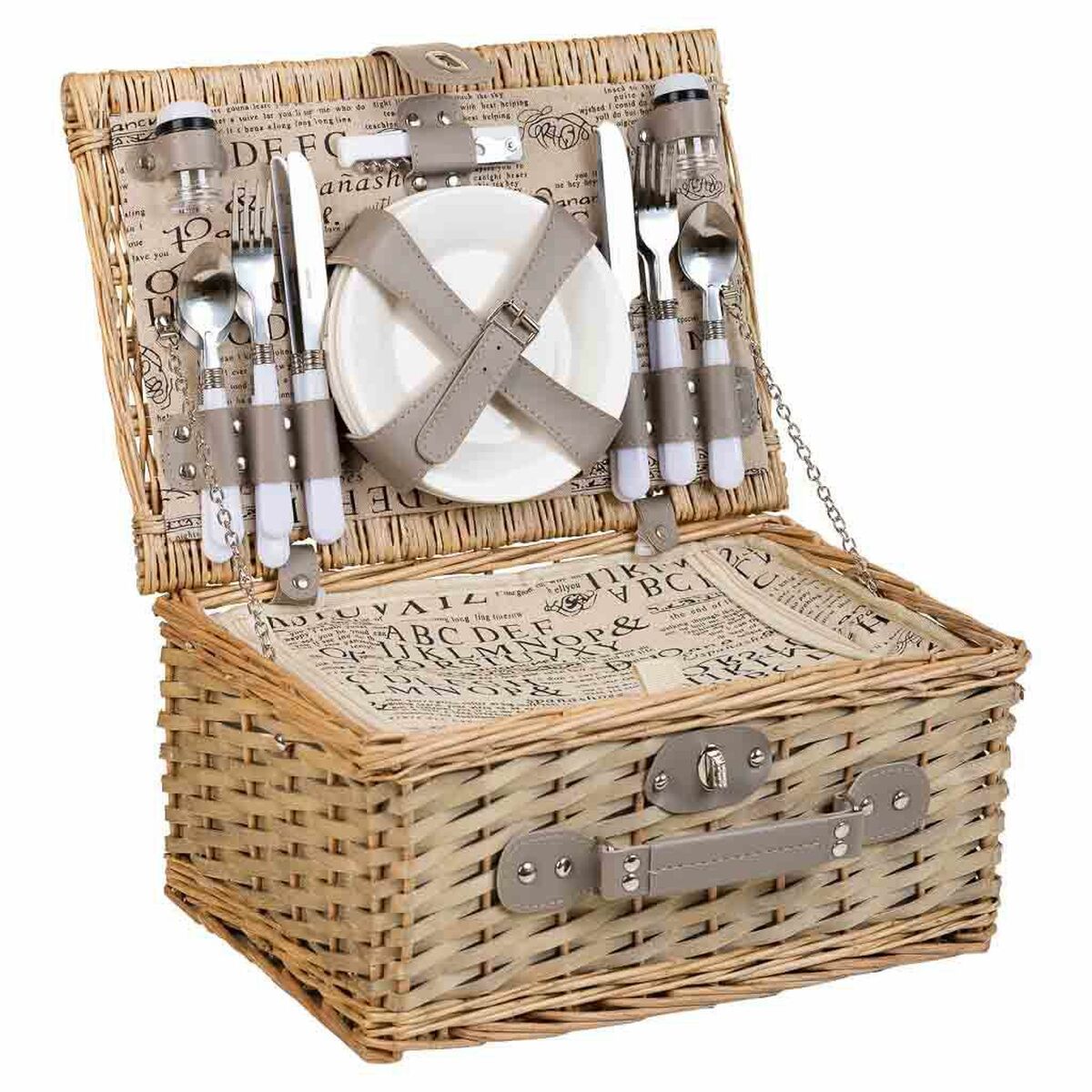 Cesta de Piquenique Alexandra House Living Cinzento Natural vime