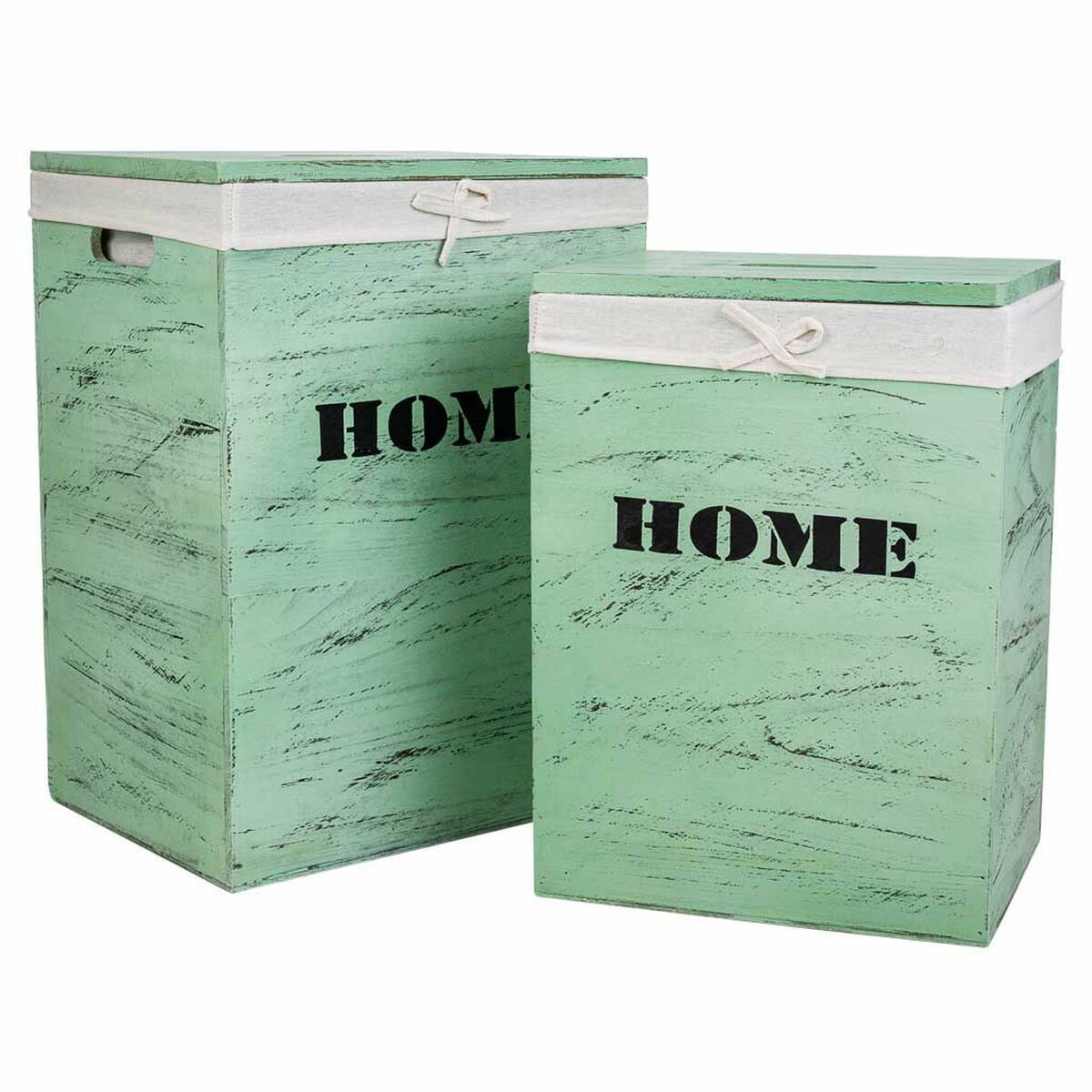 Cesto de Roupa Suja Alexandra House Living Verde Madeira de paulónia 30 x 54 x 40 cm 34 x 26 x 47 cm 2 Peças