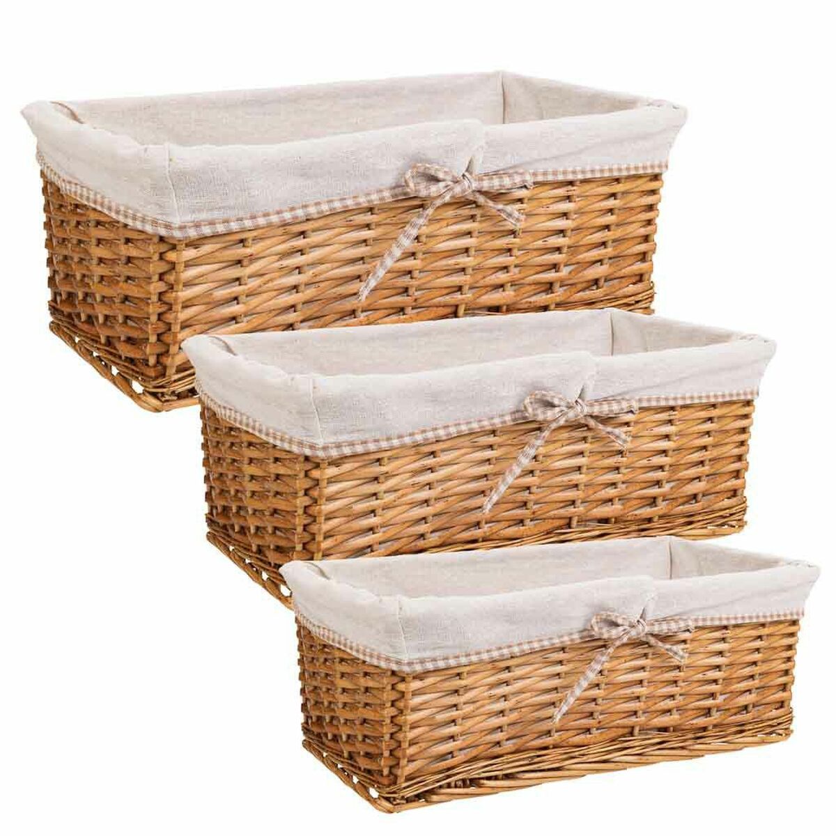 Conjunto de Cestos Alexandra House Living vime Madeira de salgueiro 25 x 17 x 48 cm 42 x 20,5 x 15 cm 35 x 16 x 14 cm 3 Peças