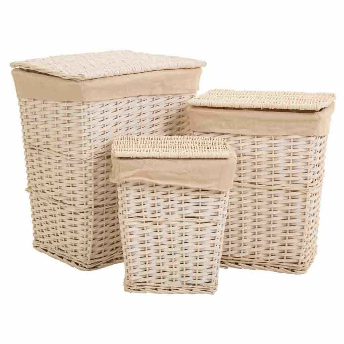 Cesto de Roupa Suja Alexandra House Living Branco vime Madeira de salgueiro 36 x 54 x 45 cm 37 x 28 x 46 cm 30 x 22 x 38 cm 3 Pe