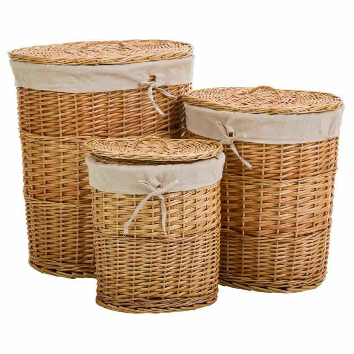 Cesto de Roupa Suja Alexandra House Living Natural vime Madeira de salgueiro 39 x 54 x 50 cm 42 x 31 x 44 cm 32 x 23 x 35 cm 3 P