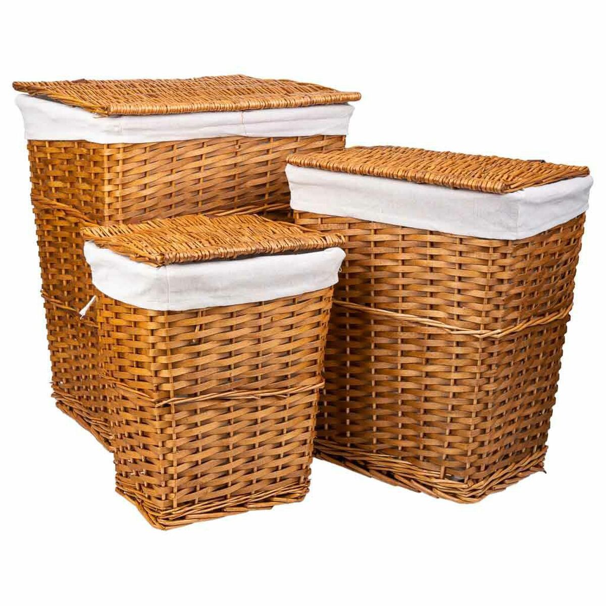 Cesto de Roupa Suja Alexandra House Living Castanho 36 x 54 x 45 cm 37 x 28 x 46 cm 30 x 22 x 38 cm 3 Peças