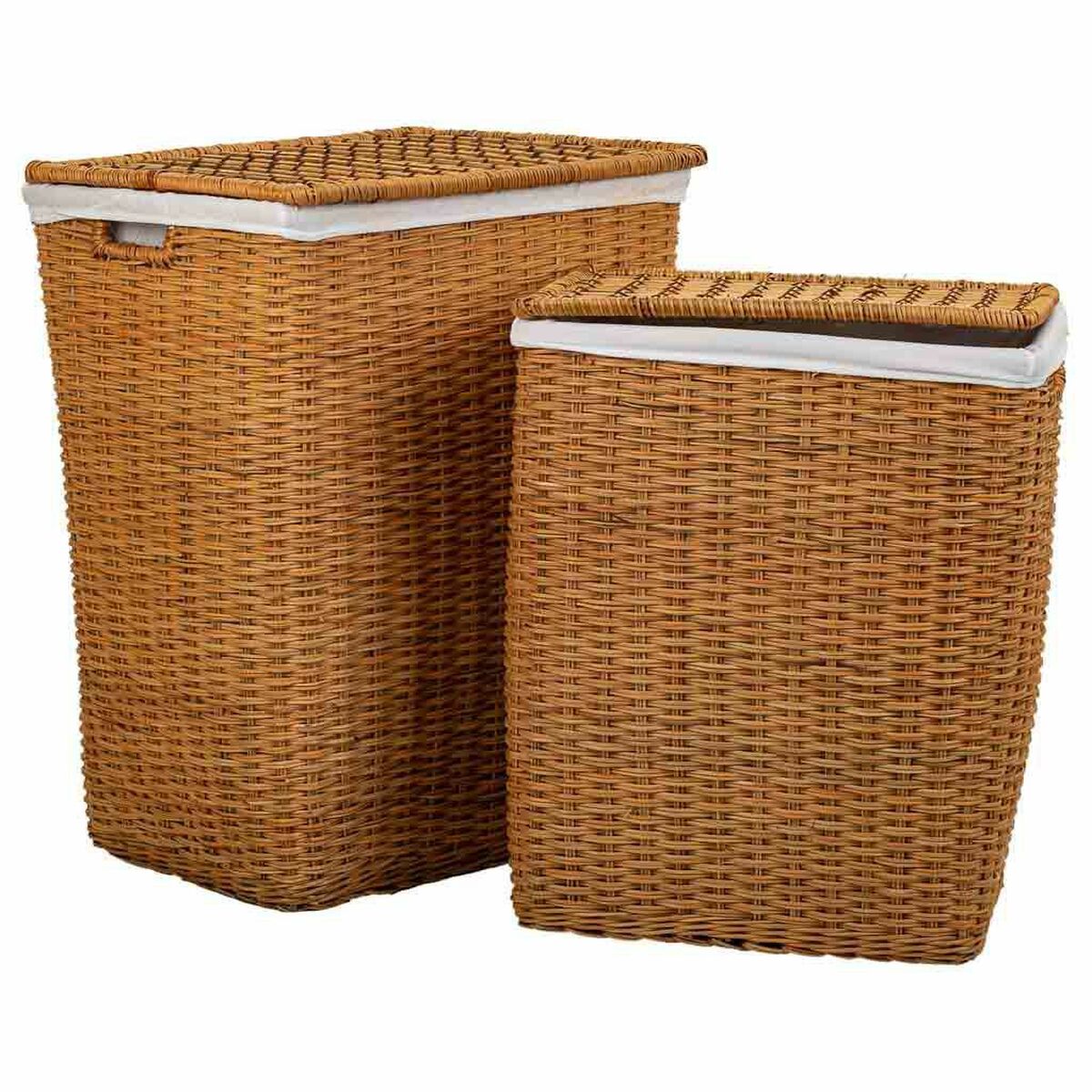 Cesto de Roupa Suja Alexandra House Living Castanho Poliéster Rotim 33 x 59 x 47 cm 51 x 40 x 26 cm 2 Peças