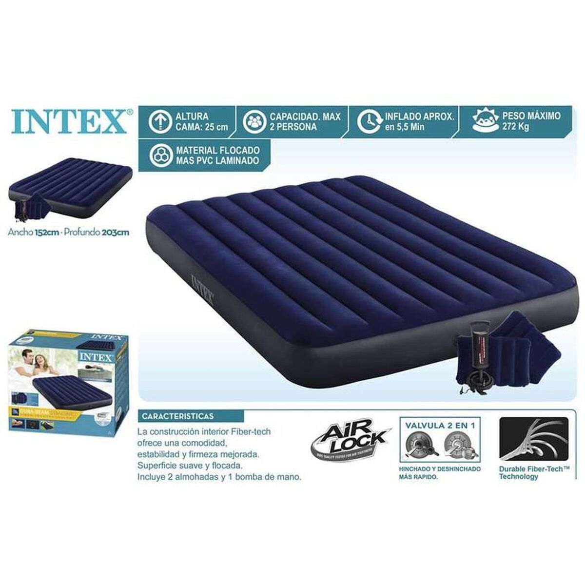 Colchão Insuflável Intex 152 x 25 x 203 cm