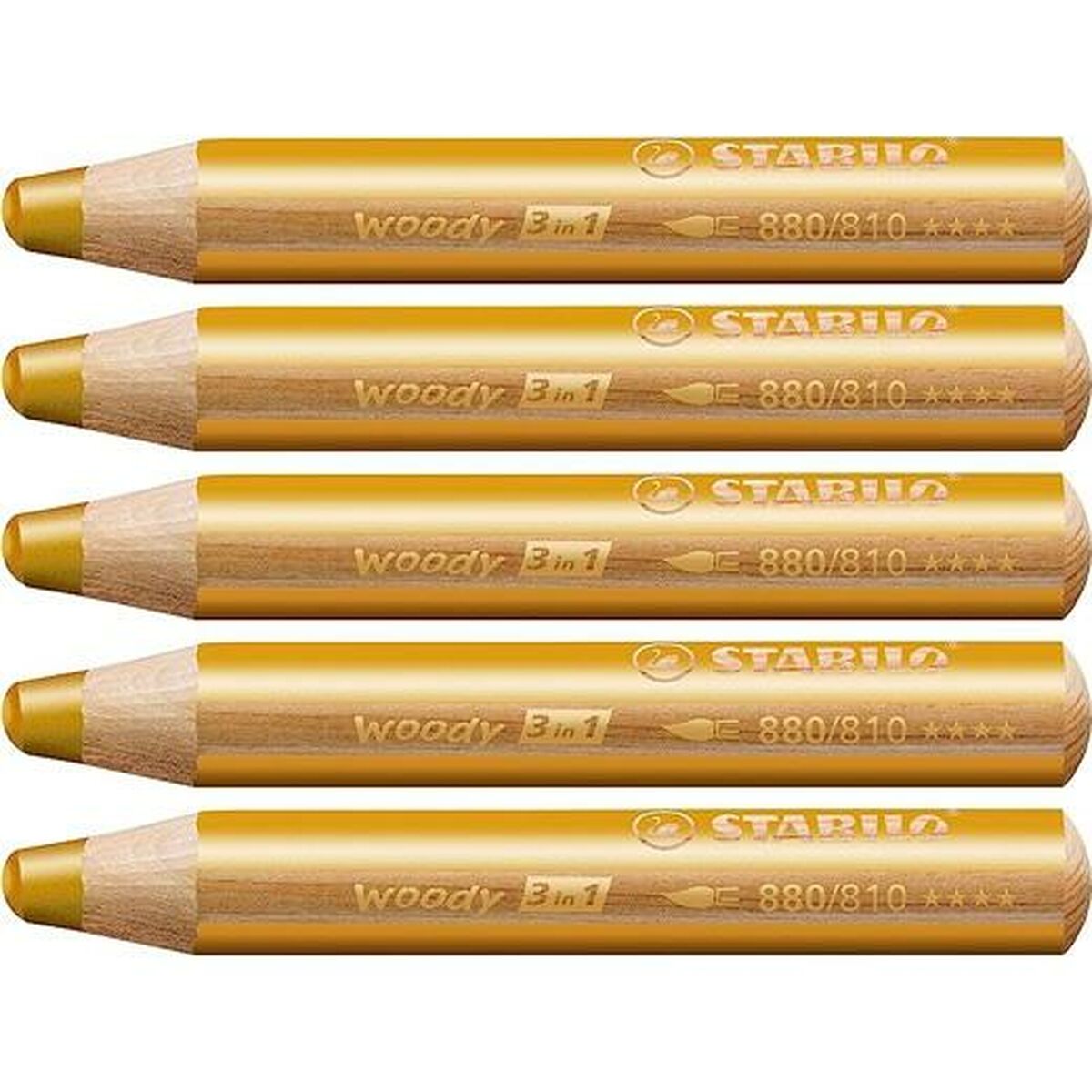 Lápis de cores Stabilo Woody Dourado 3 em 1 (5 Unidades)