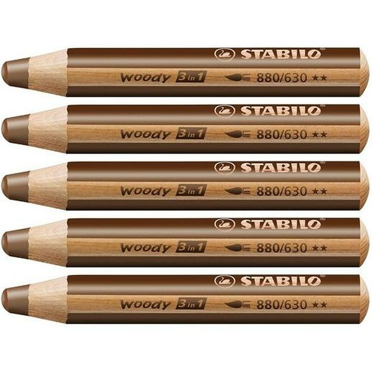 Lápis de cores Stabilo Woody Castanho 3 em 1 (5 Unidades)