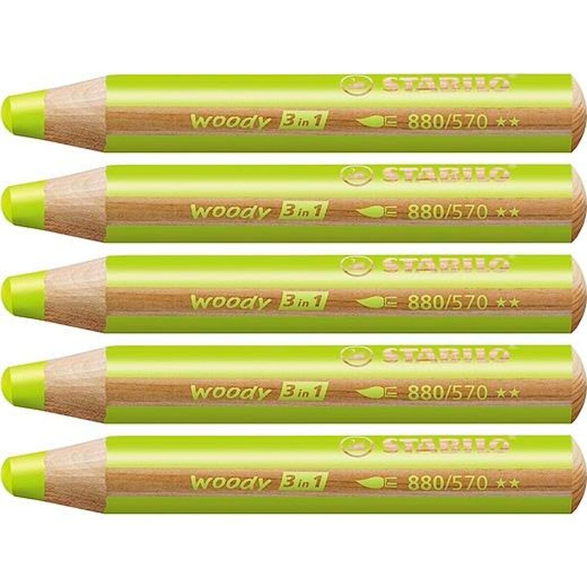 Lápis de cores Stabilo Woody Verde 3 em 1 (5 Unidades)