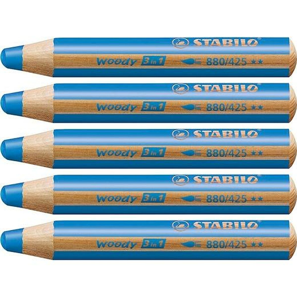 Lápis de cores Stabilo Woody Azul 3 em 1 (5 Unidades)