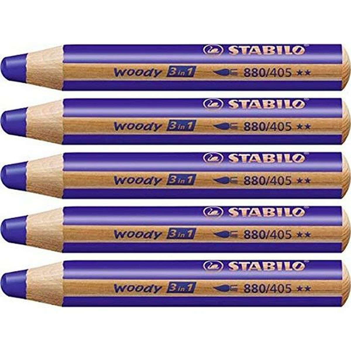 Lápis de cores Stabilo Woody Azul Marinho 3 em 1 (5 Unidades)